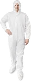 Disposable Coveralls with Hood, Boots Medium, Pack of 50 White Paint Coveralls Disposable, SF PP 60 GSM Waterproof Hazmat Suits Disposable