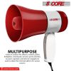 5 Core Megaphone Bullhorn Speaker 30W Bull Horn Rechargeable Mini Cheer Megafono 800 Yards Range Loudspeaker W Siren Recording Ergonomic Handle for Co